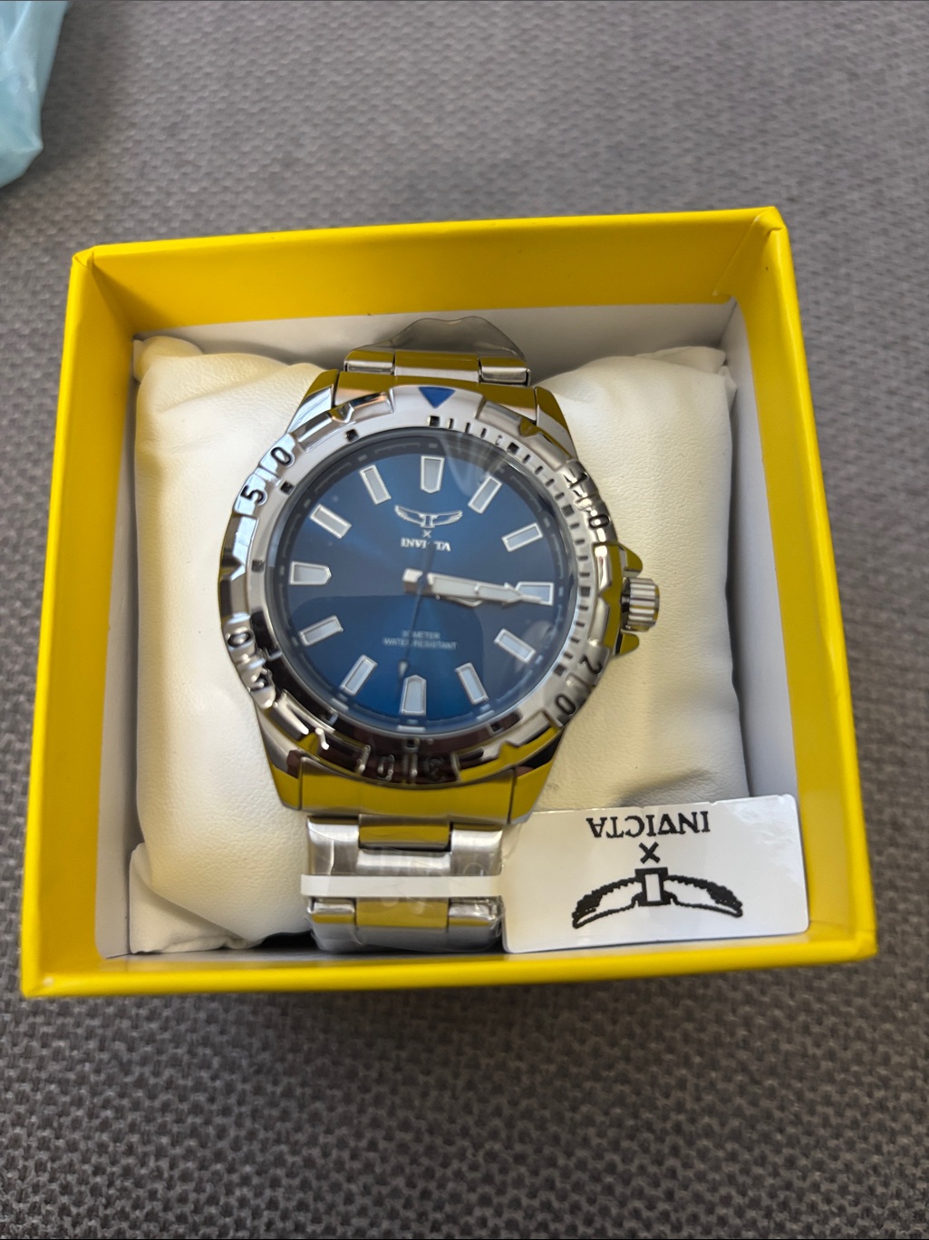 Invicta Silver Stainless Steel Watch With Blue Dial